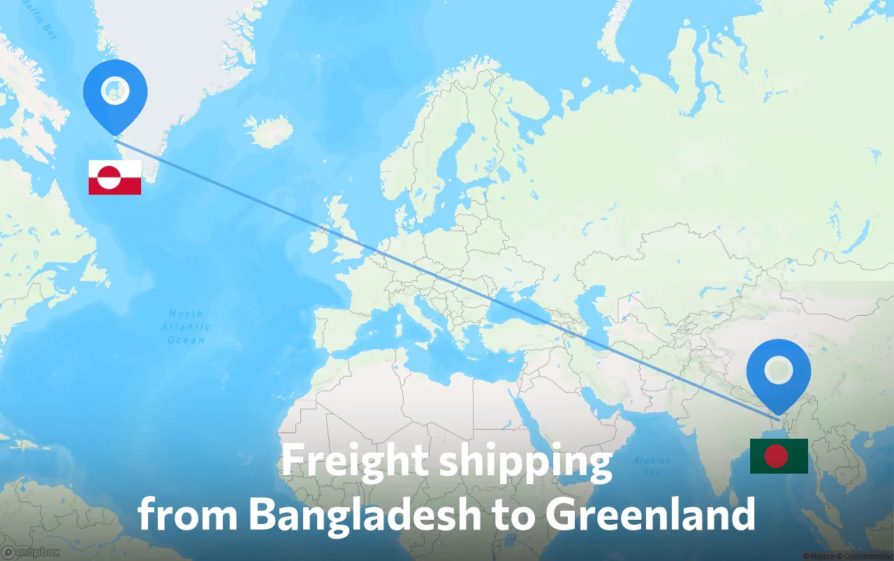 Shipping route from Bangladesh to Greenland