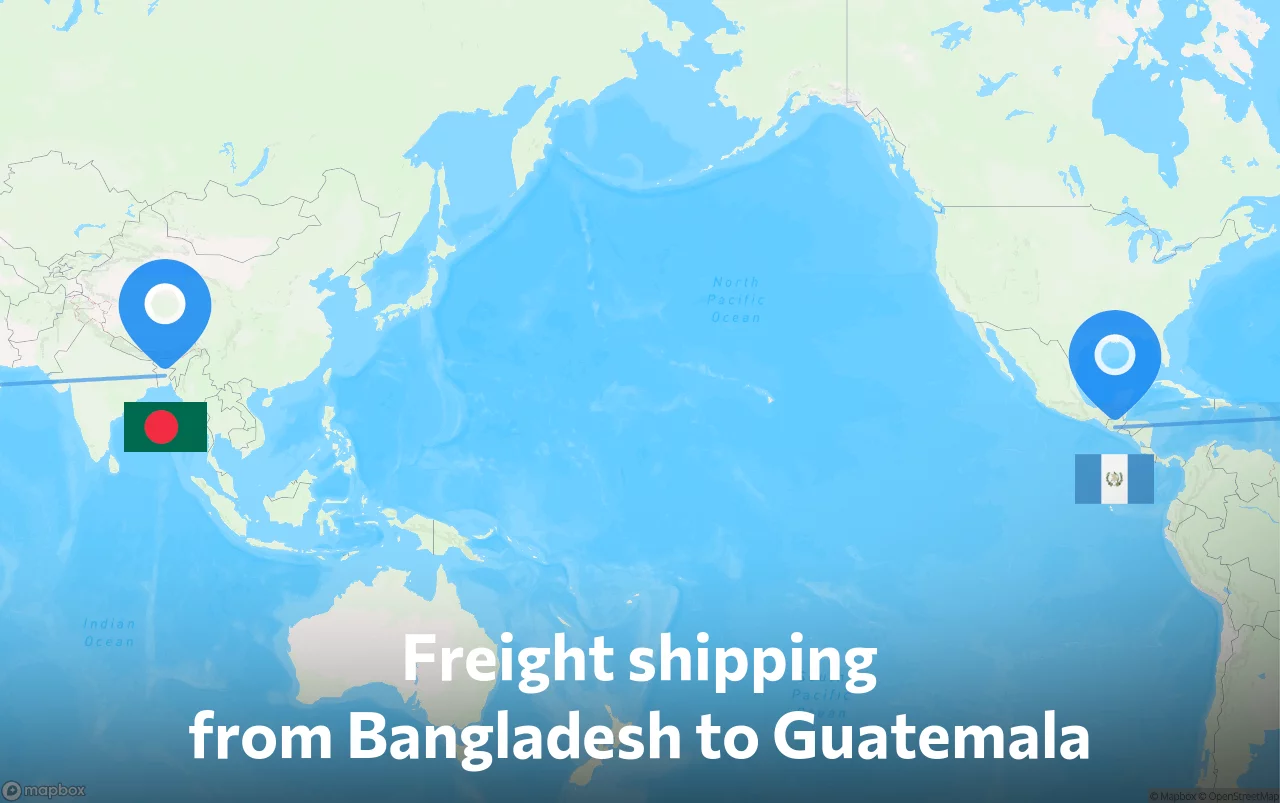 Shipping route from Bangladesh to Guatemala