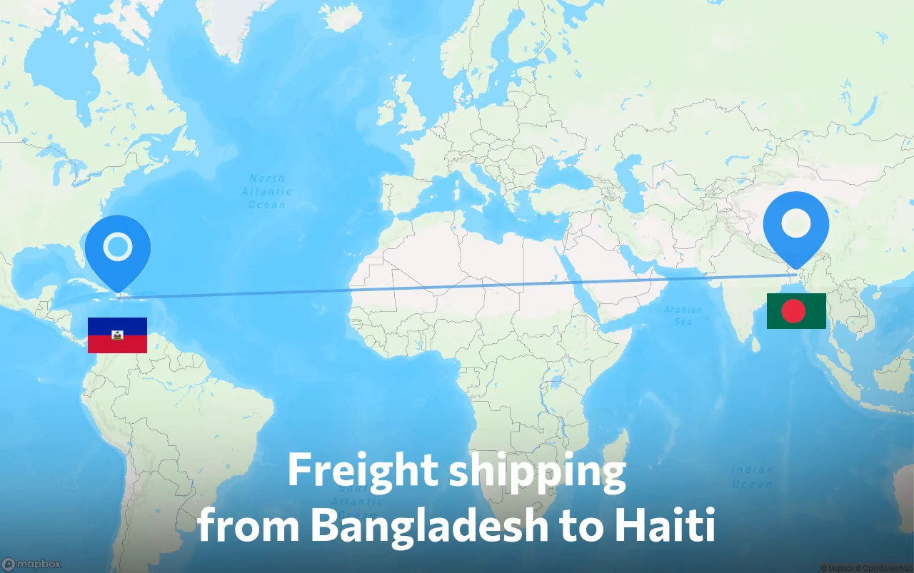 Shipping route from Bangladesh to Haiti