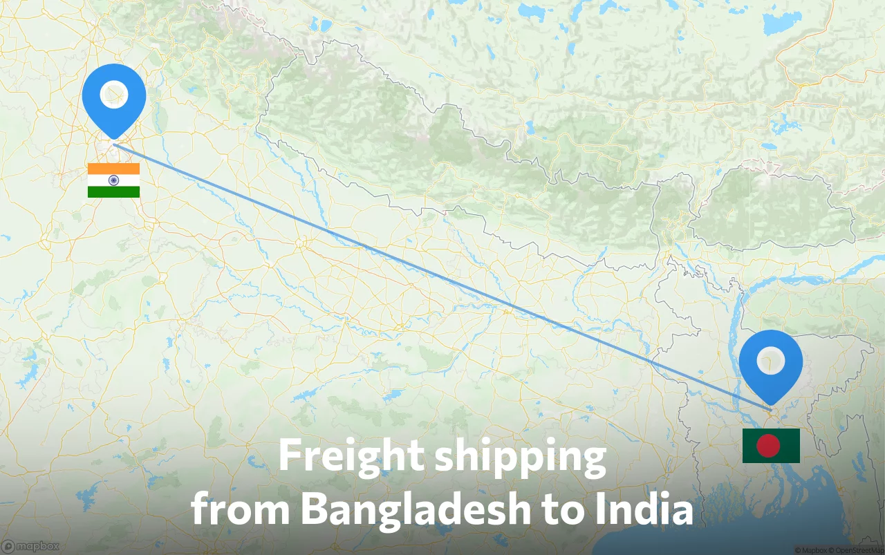 Shipping route from Bangladesh to India