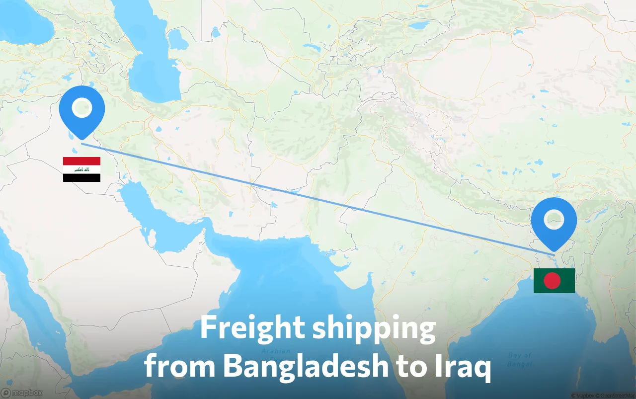 Shipping route from Bangladesh to Iraq