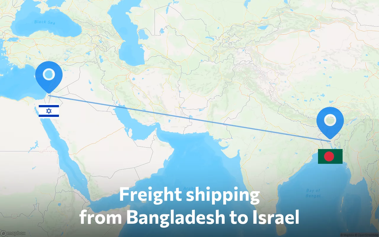 Shipping route from Bangladesh to Israel