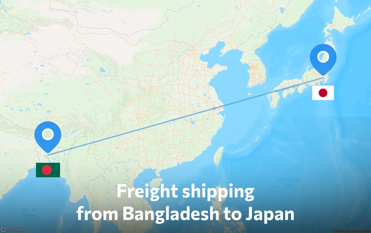 Shipping route from Bangladesh to Japan