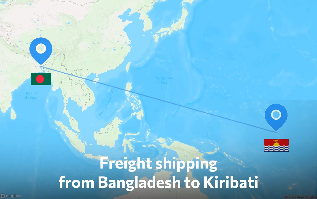 Shipping route from Bangladesh to Kiribati