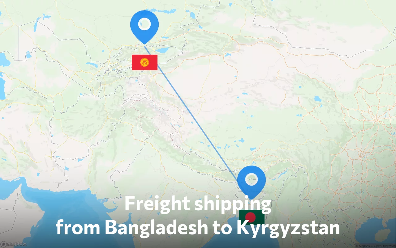 Shipping route from Bangladesh to Kyrgyzstan