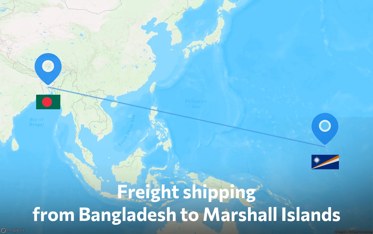 Shipping route from Bangladesh to Marshall Islands