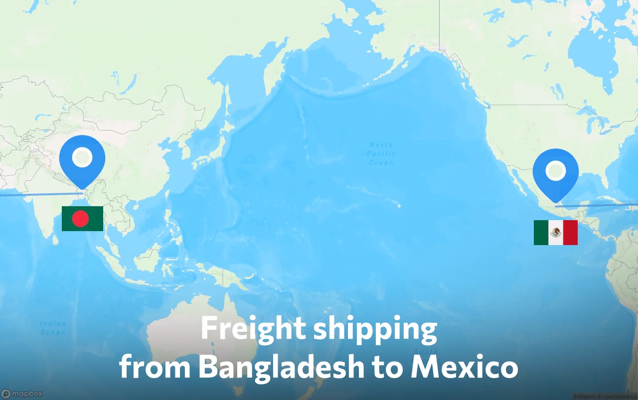 Shipping route from Bangladesh to Mexico