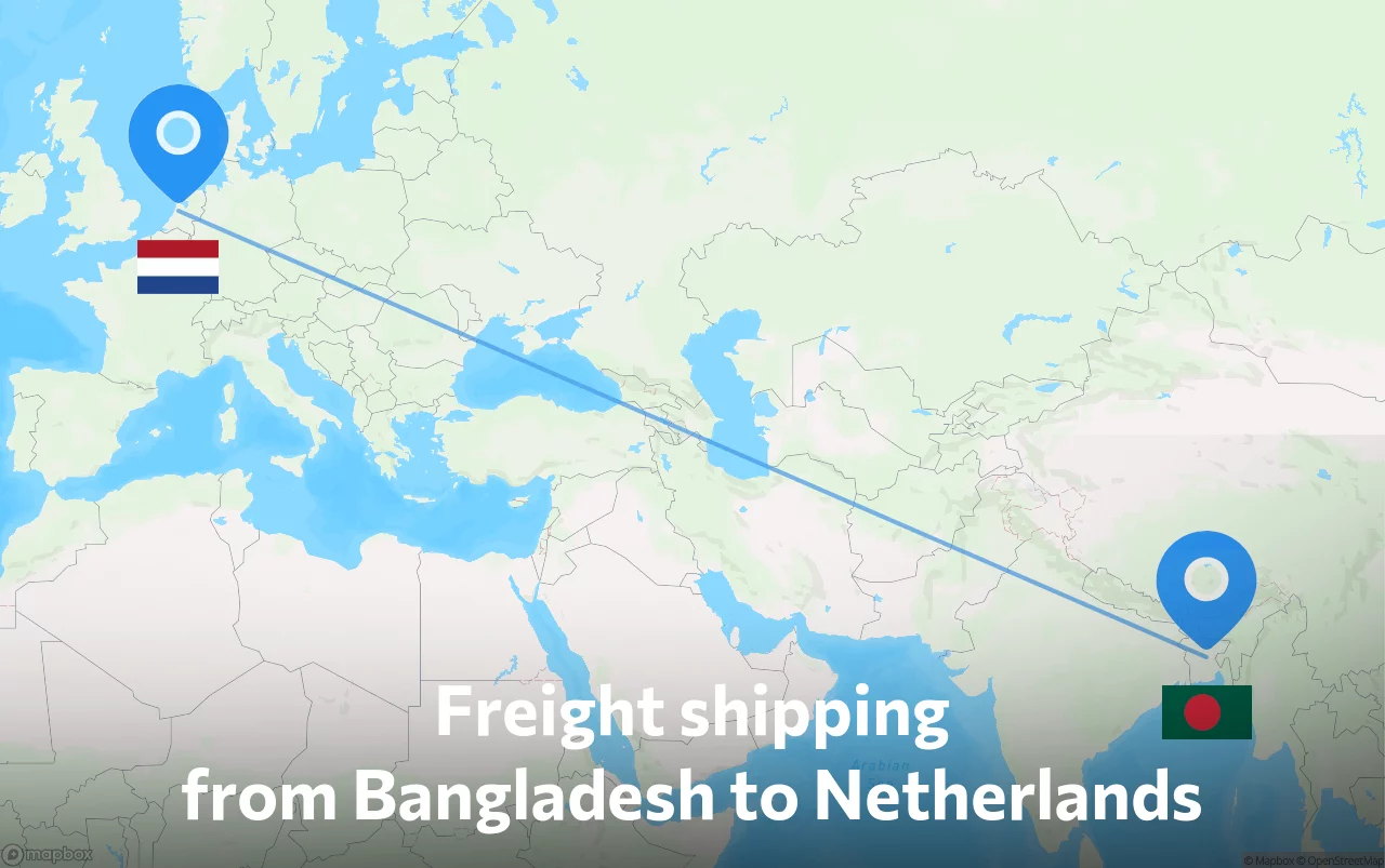 Shipping route from Bangladesh to Netherlands