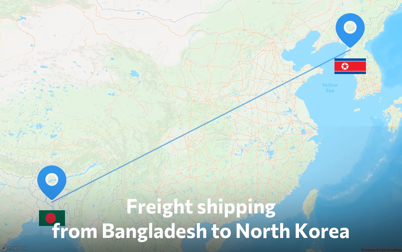 Shipping route from Bangladesh to North Korea