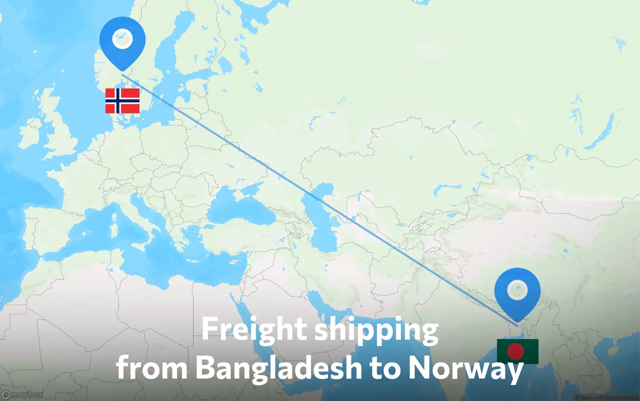 Shipping route from Bangladesh to Norway