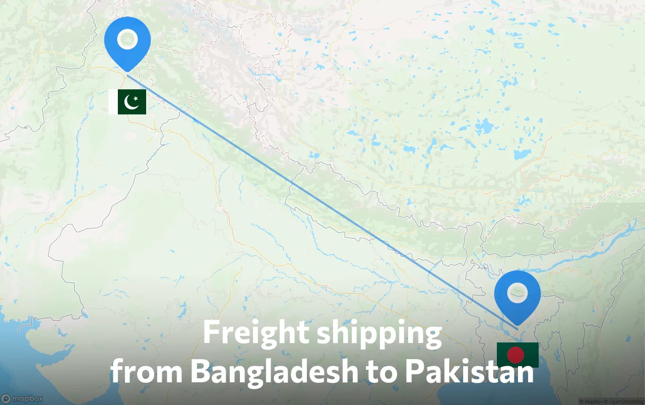 Shipping route from Bangladesh to Pakistan