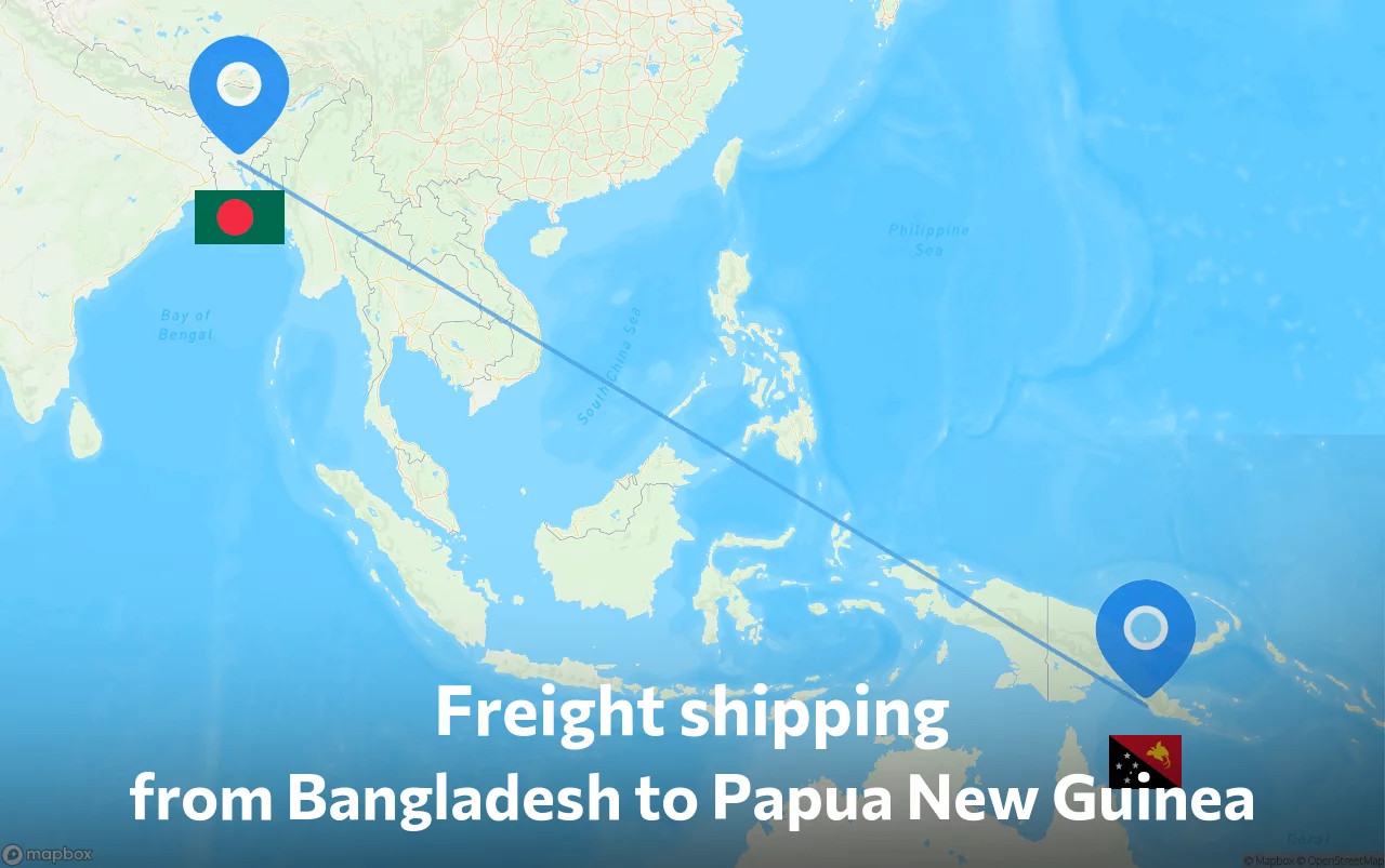 Shipping route from Bangladesh to Papua New Guinea