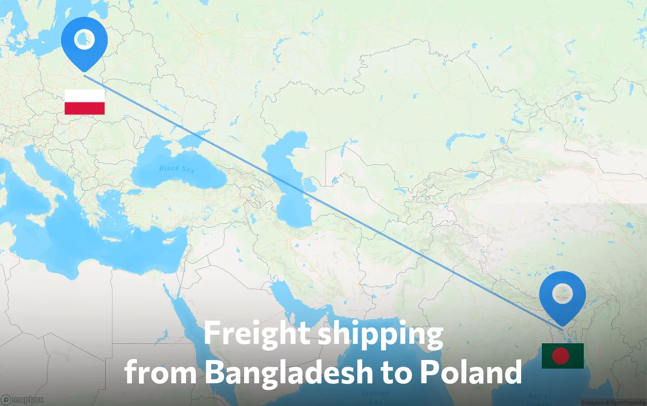 Shipping route from Bangladesh to Poland
