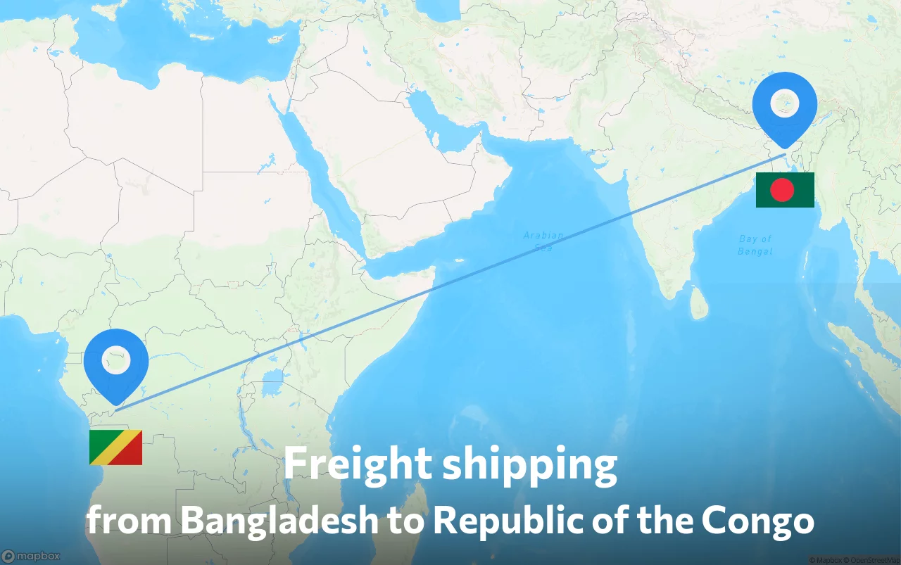 Shipping route from Bangladesh to Republic of the Congo