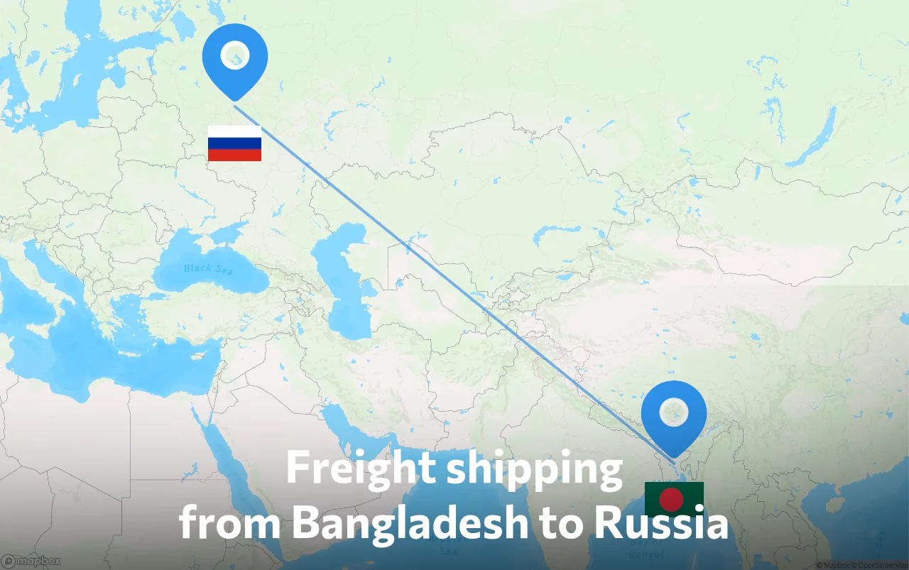 Shipping route from Bangladesh to Russia
