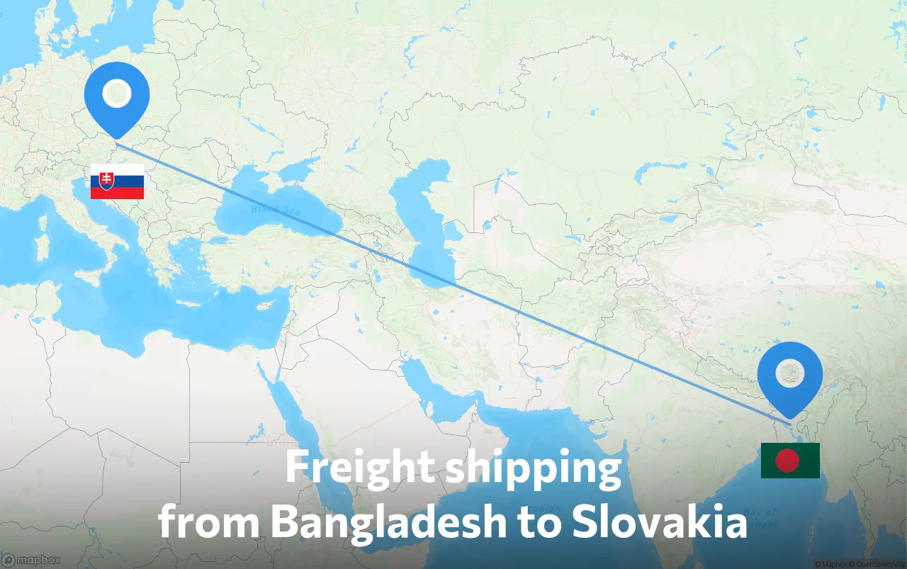 Shipping route from Bangladesh to Slovakia