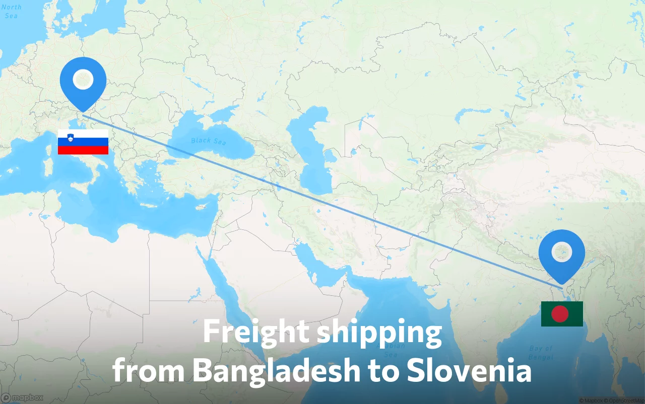 Shipping route from Bangladesh to Slovenia