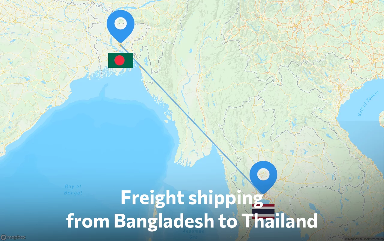 Shipping route from Bangladesh to Thailand