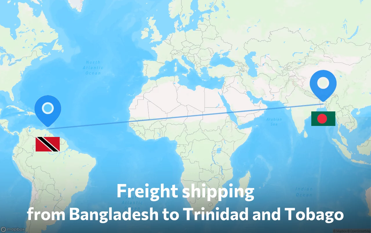 Shipping route from Bangladesh to Trinidad and Tobago