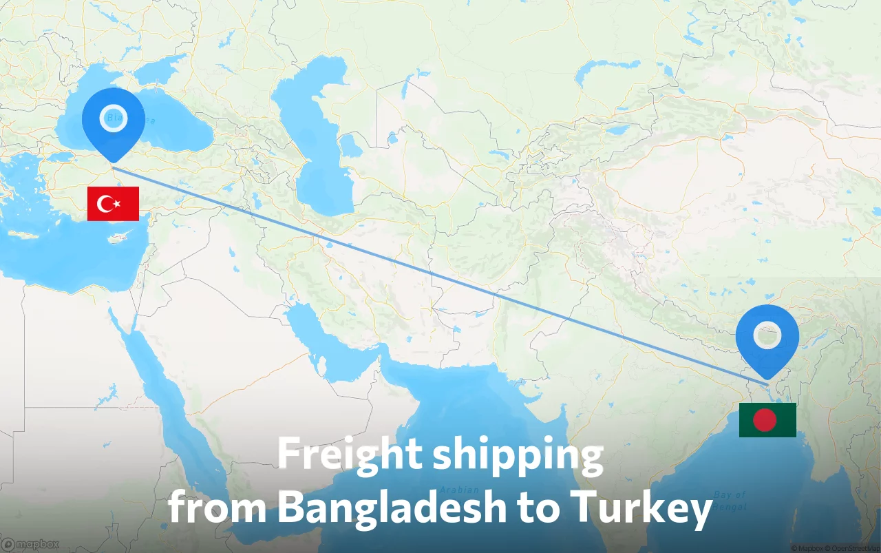 Shipping route from Bangladesh to Turkey