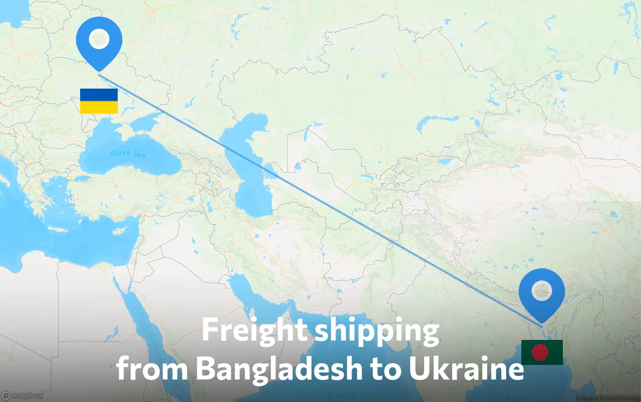 Shipping route from Bangladesh to Ukraine