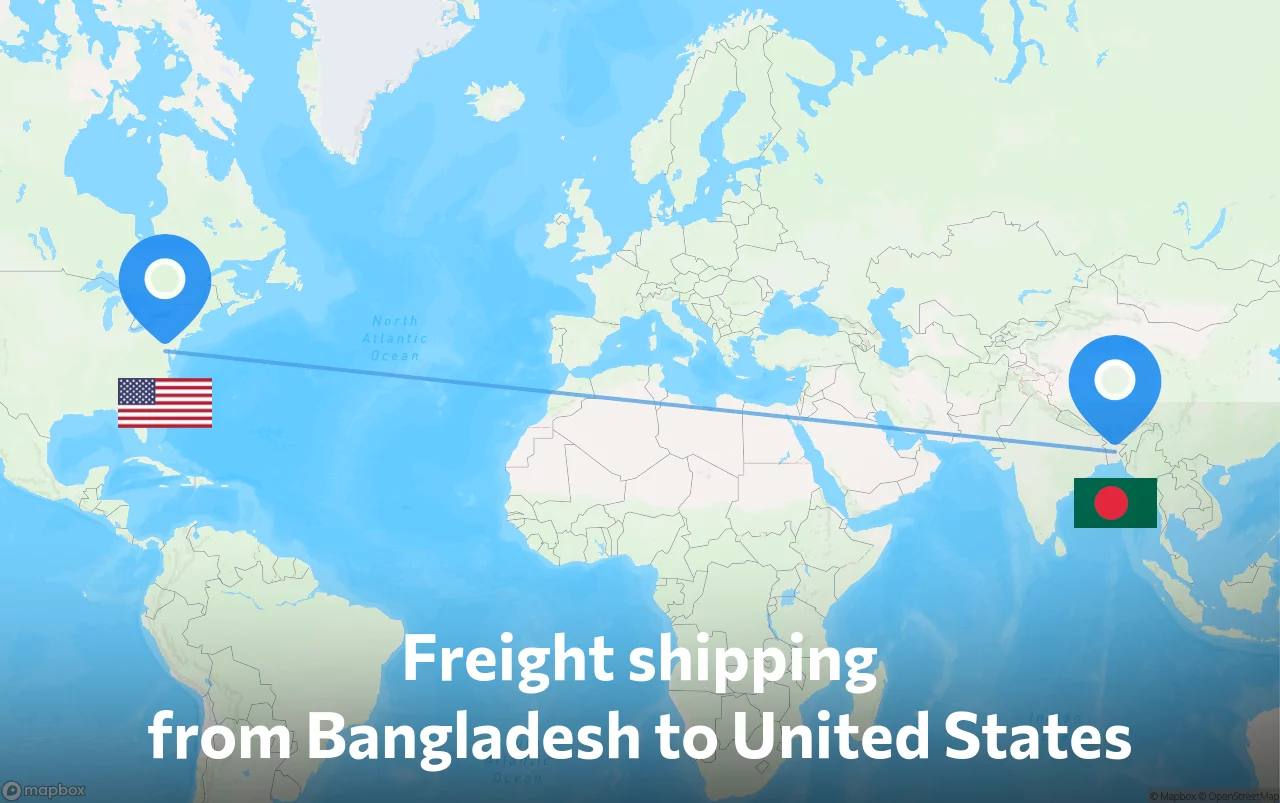 Shipping route from Bangladesh to United States