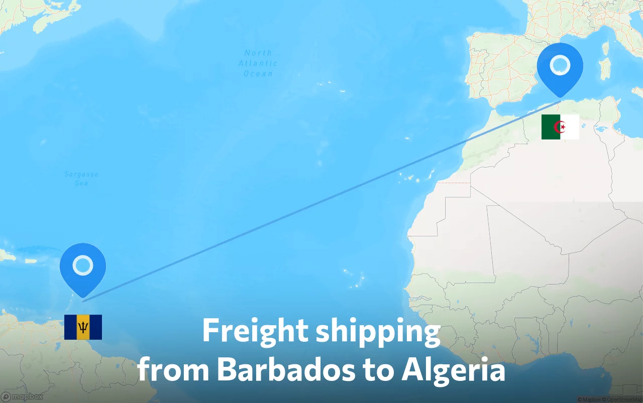 Shipping route from Barbados to Algeria