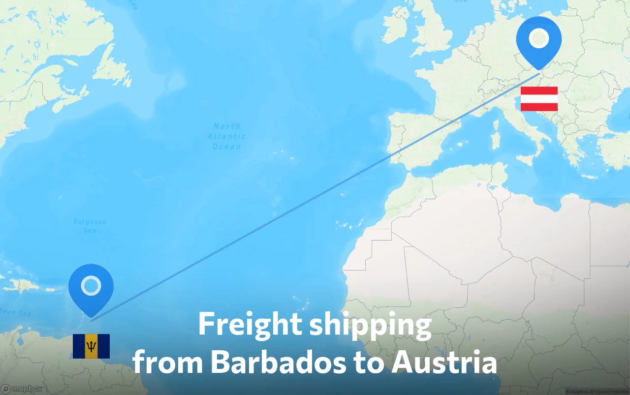 Shipping route from Barbados to Austria