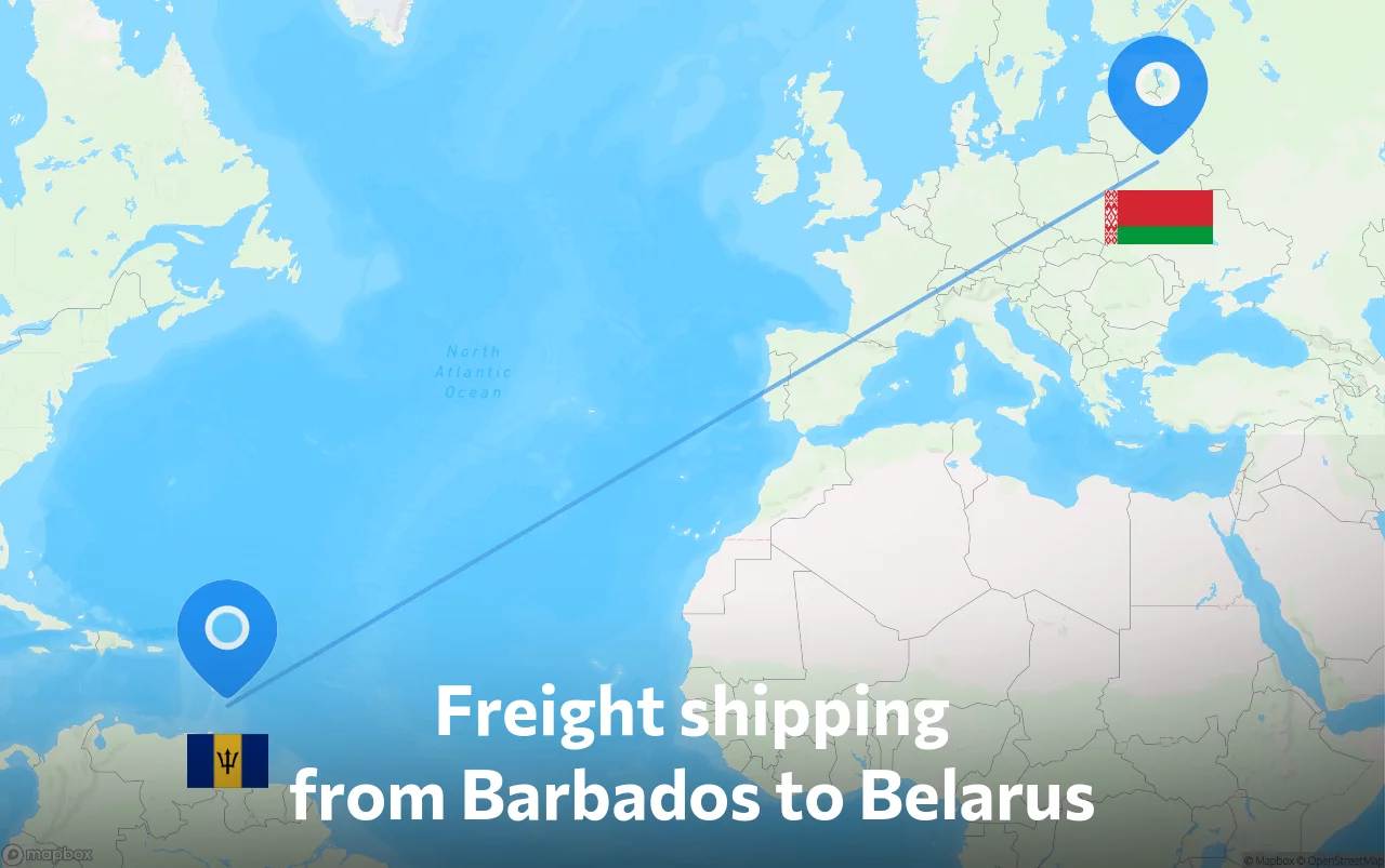 Shipping route from Barbados to Belarus