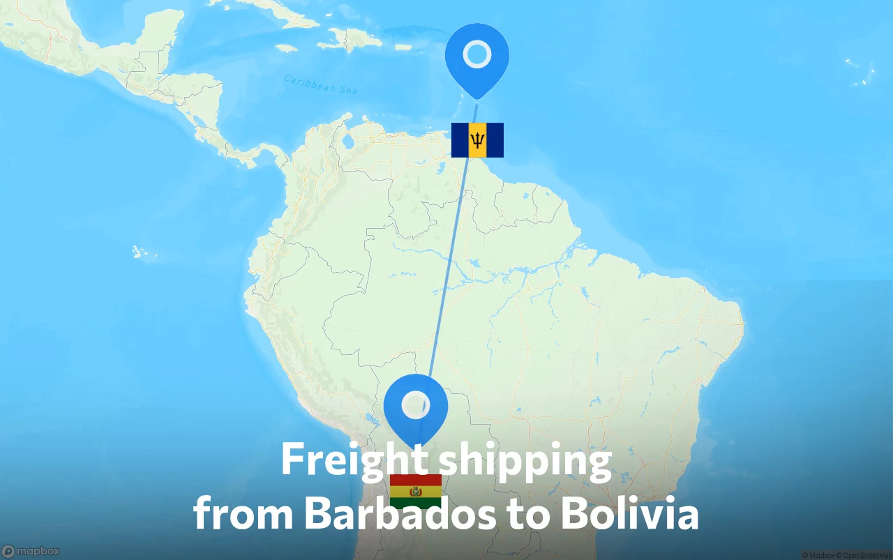 Shipping route from Barbados to Bolivia