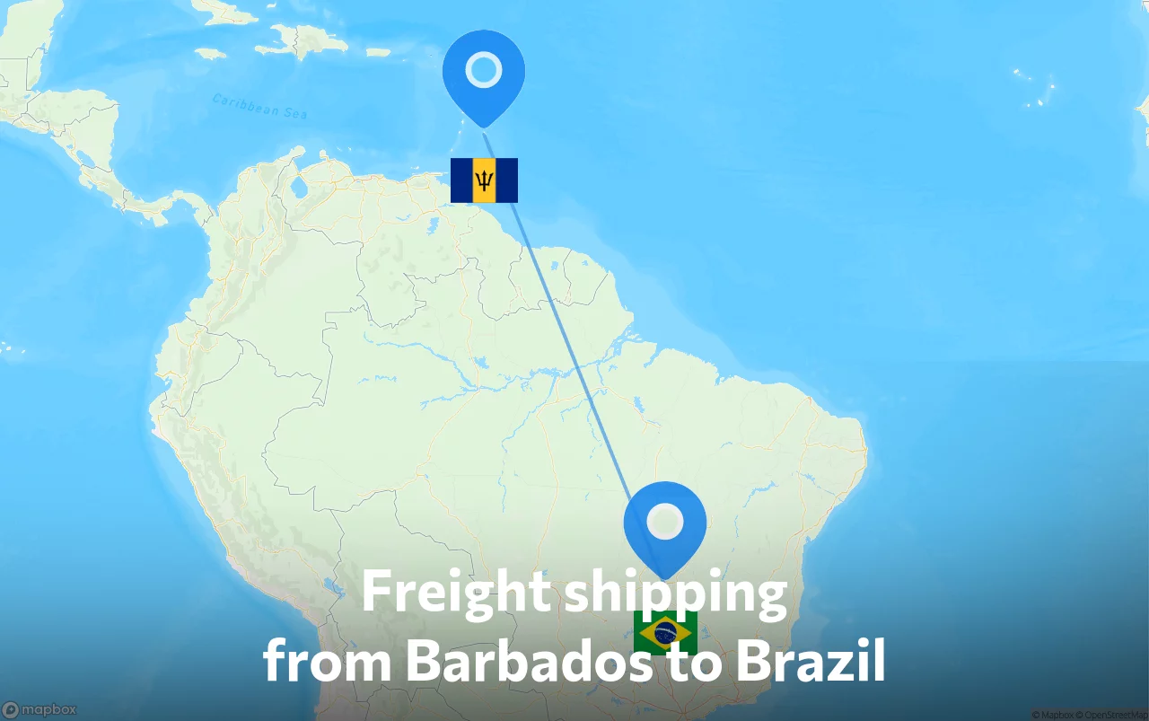 Shipping route from Barbados to Brazil
