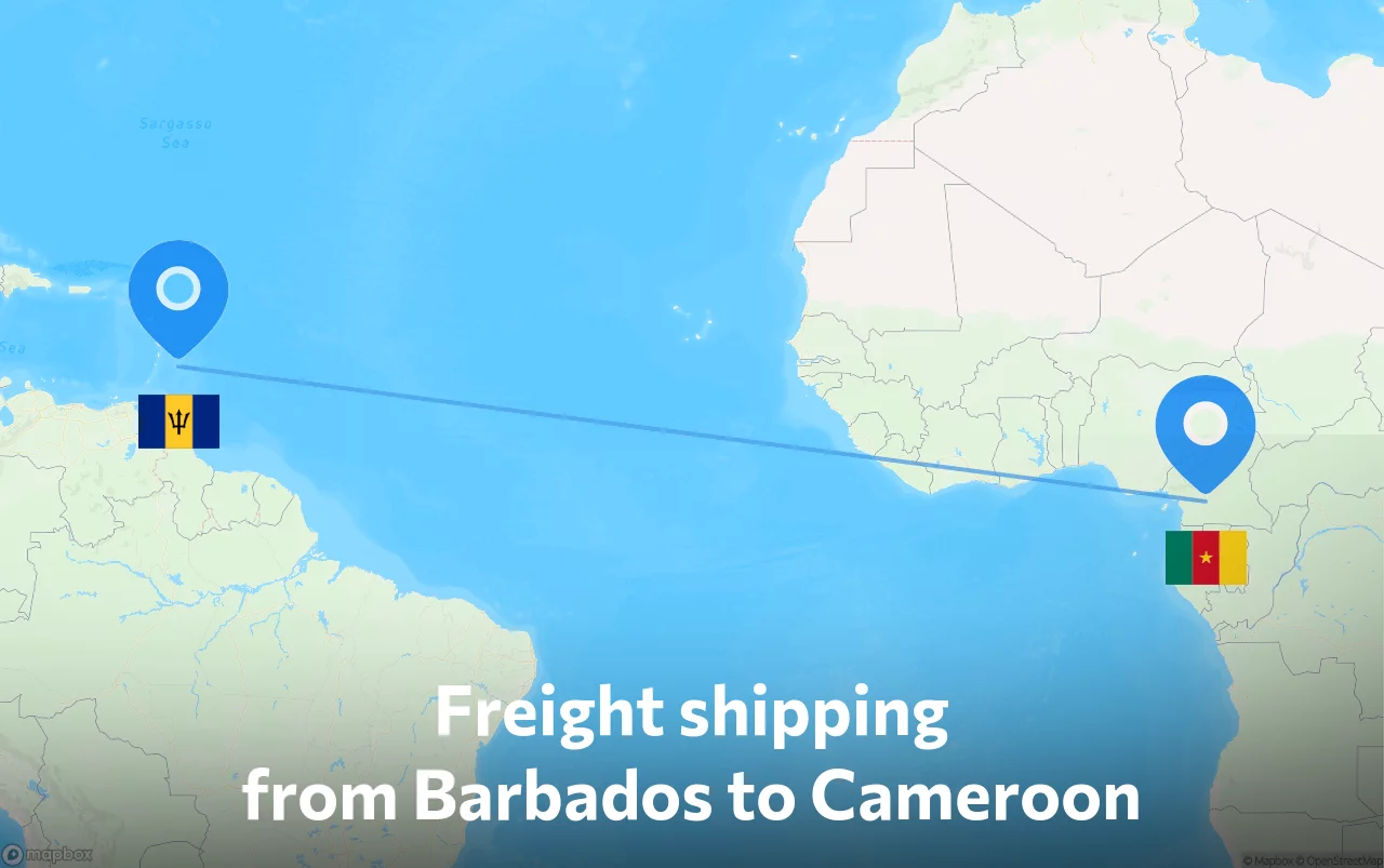 Shipping route from Barbados to Cameroon