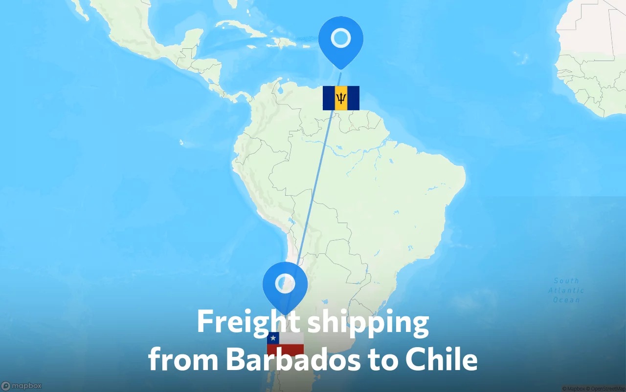 Shipping route from Barbados to Chile