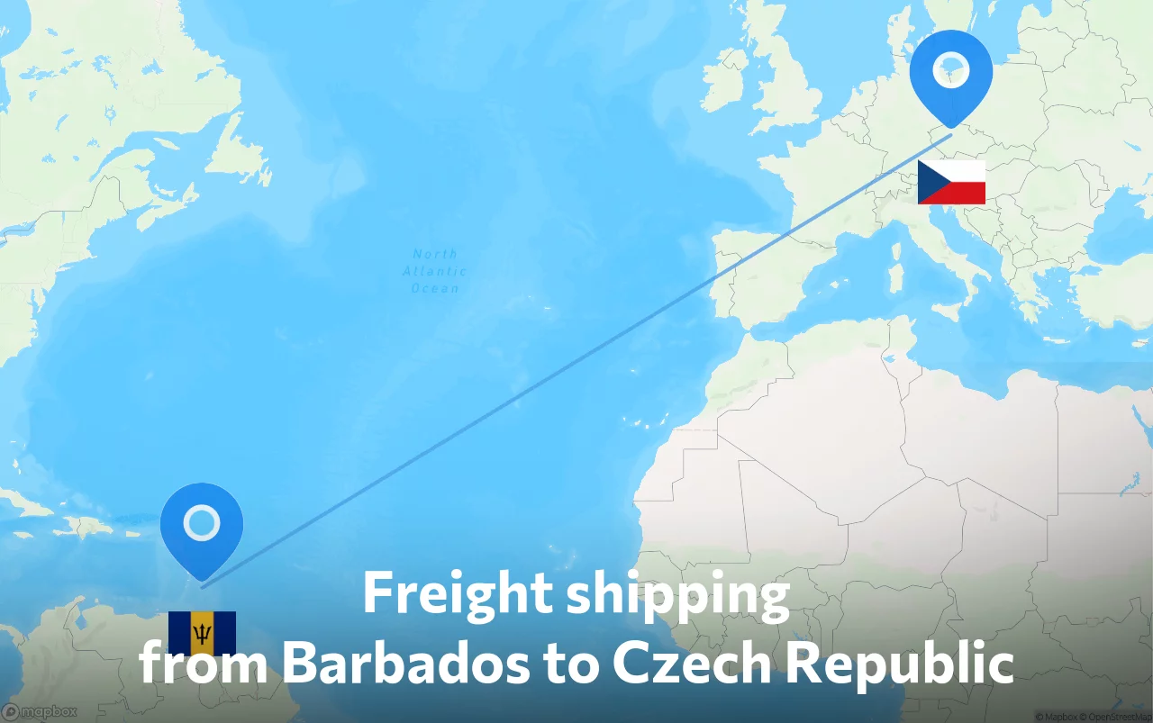 Shipping route from Barbados to Czech Republic