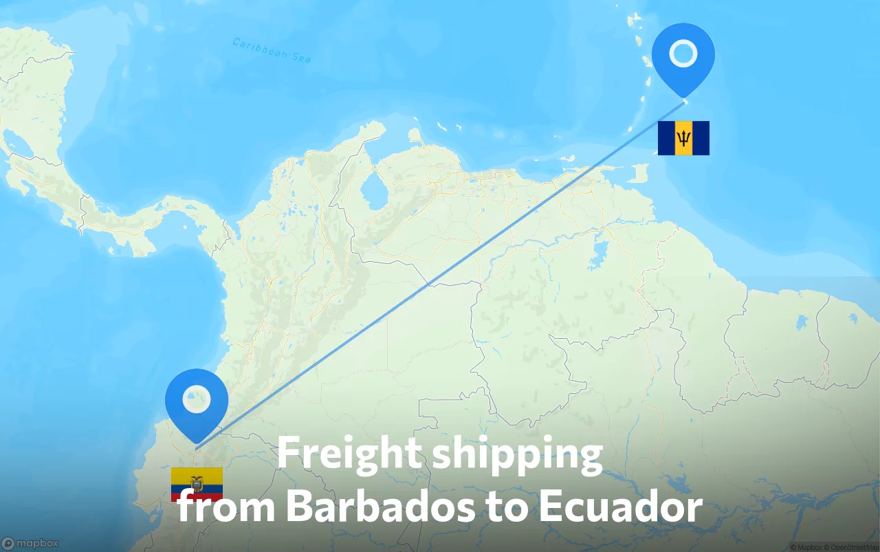 Shipping route from Barbados to Ecuador