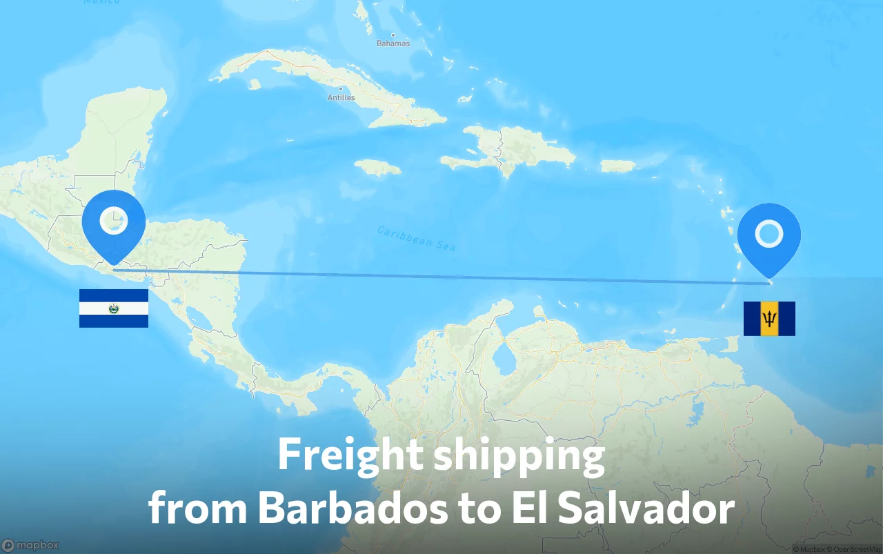 Shipping route from Barbados to El Salvador