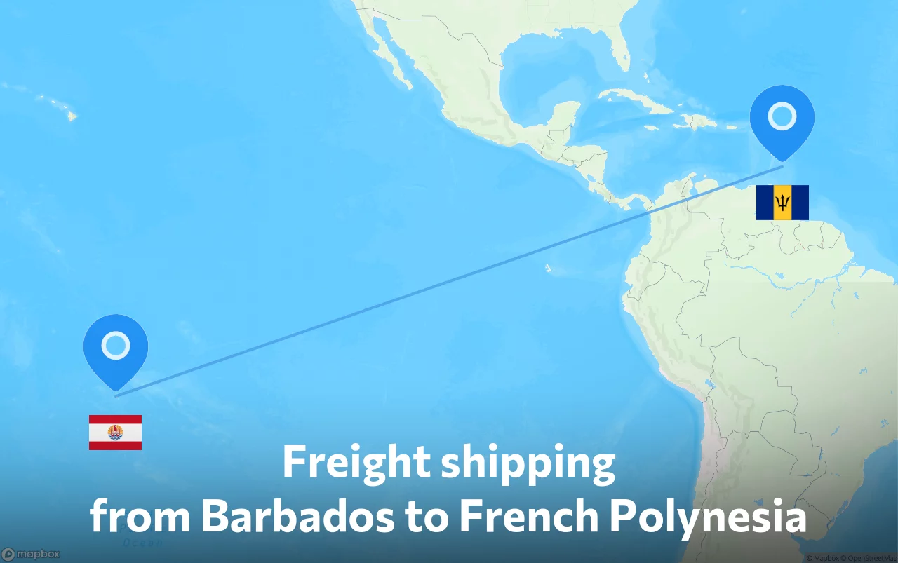 Shipping route from Barbados to French Polynesia
