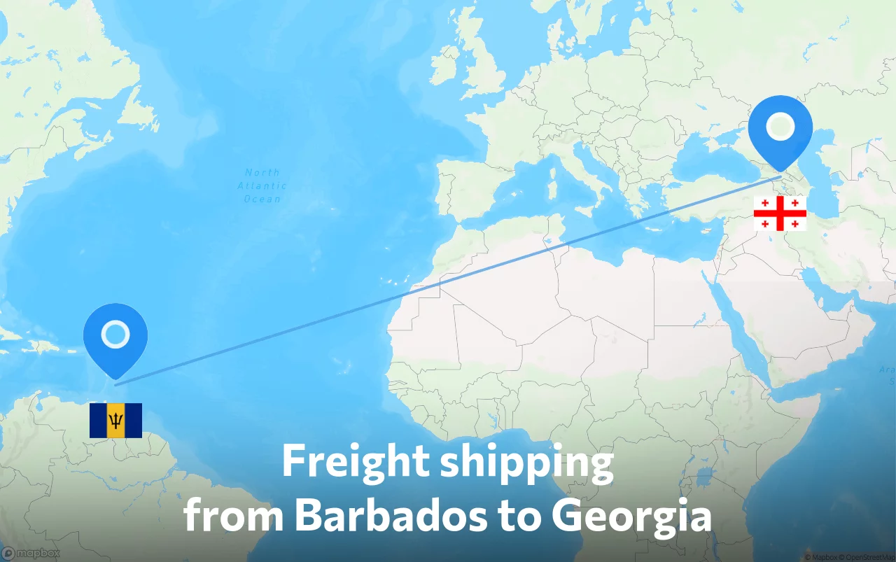 Shipping route from Barbados to Georgia