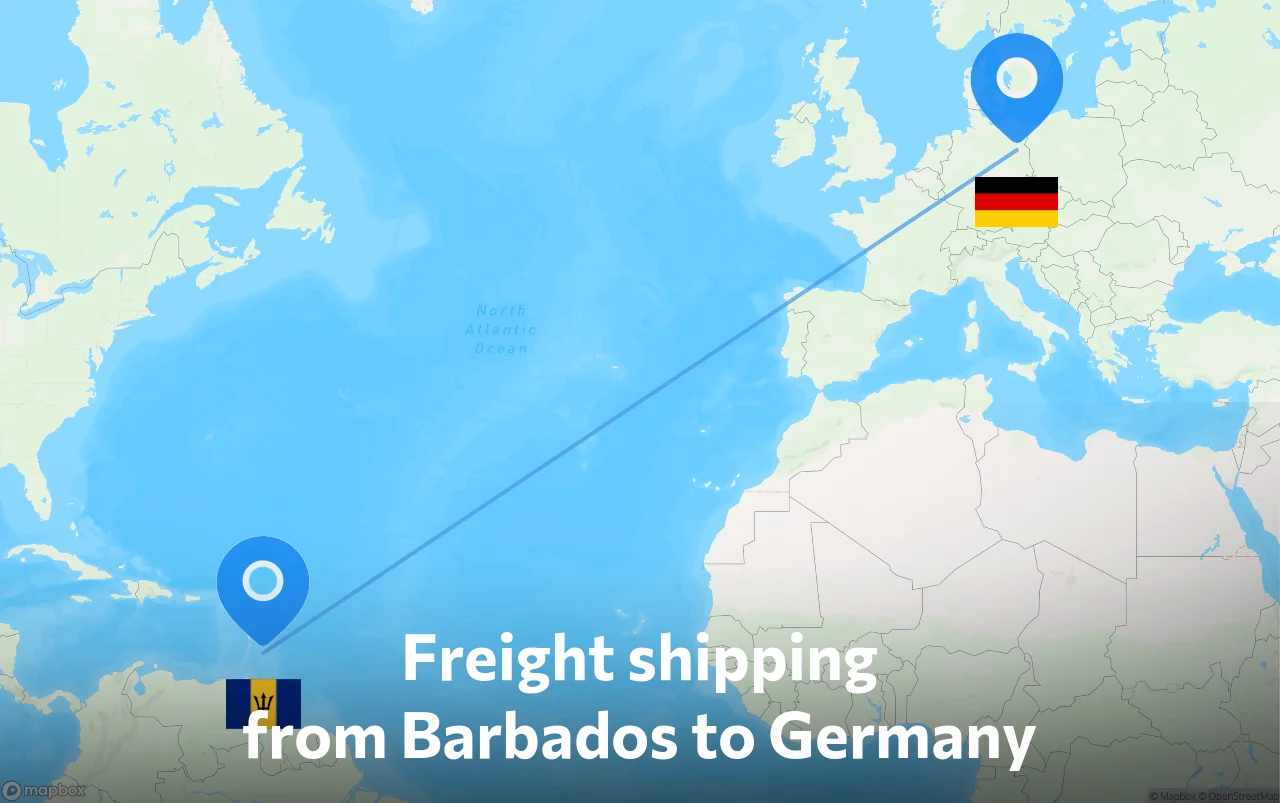 Shipping route from Barbados to Germany