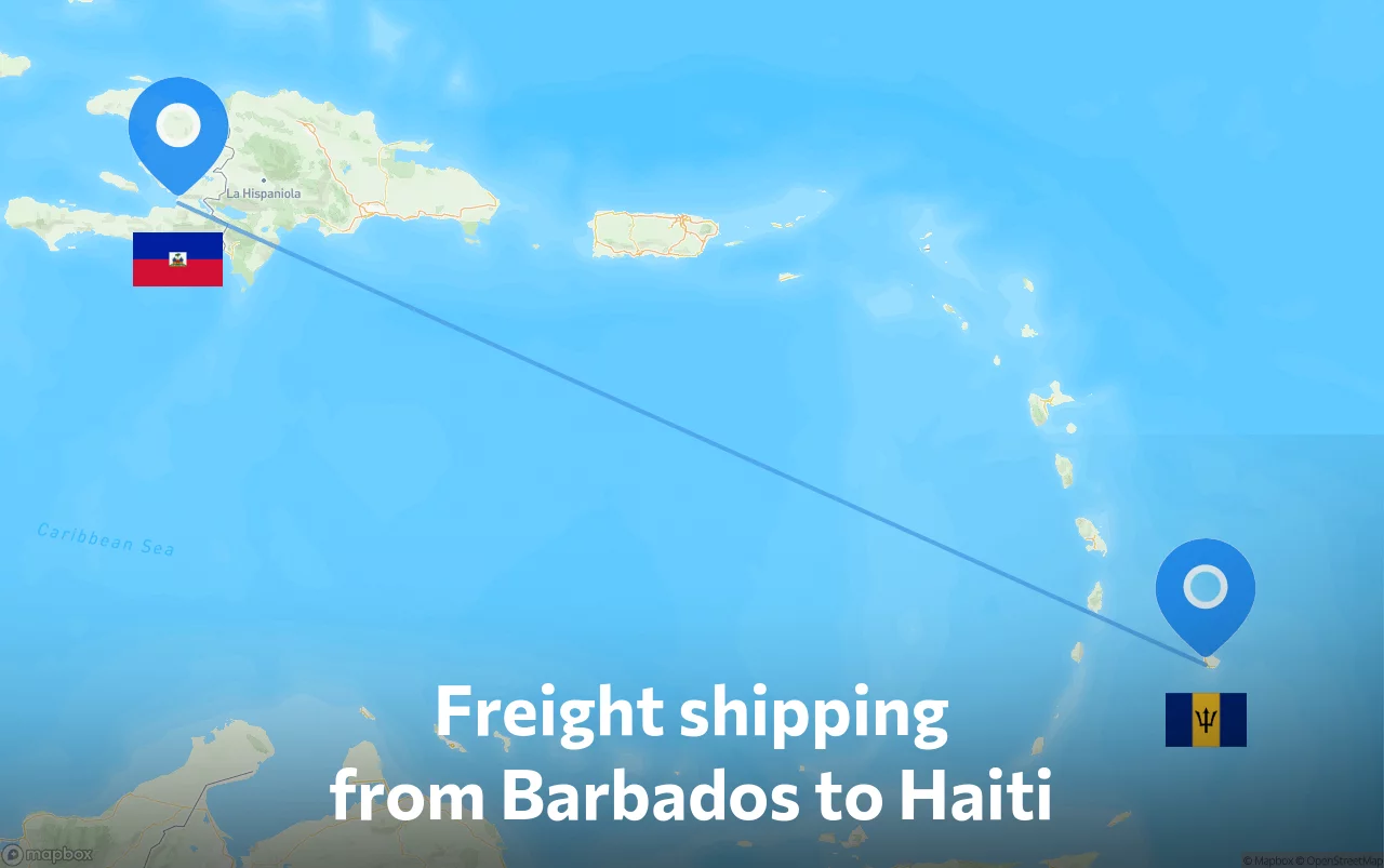 Shipping route from Barbados to Haiti