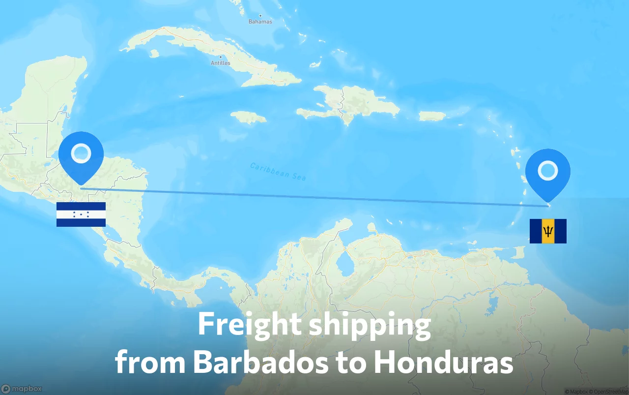 Shipping route from Barbados to Honduras