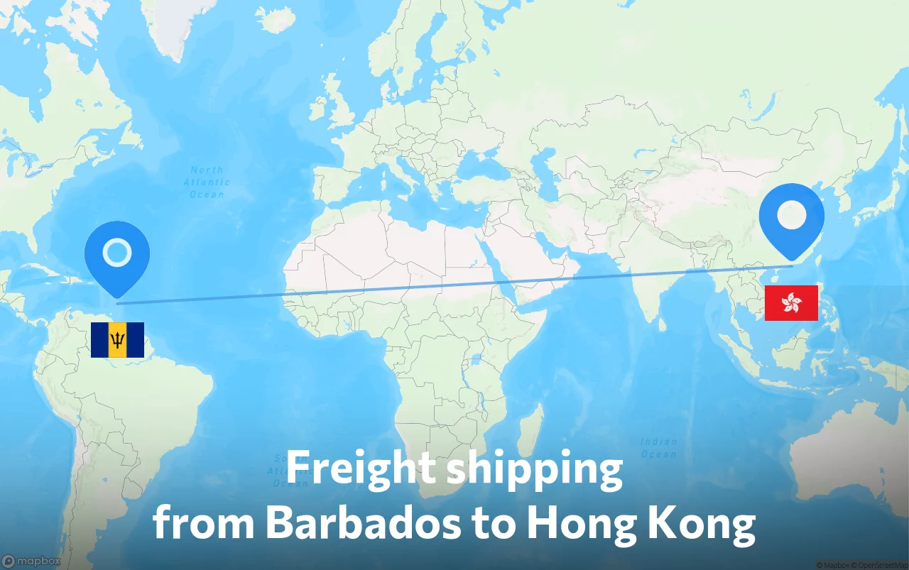 Shipping route from Barbados to Hong Kong