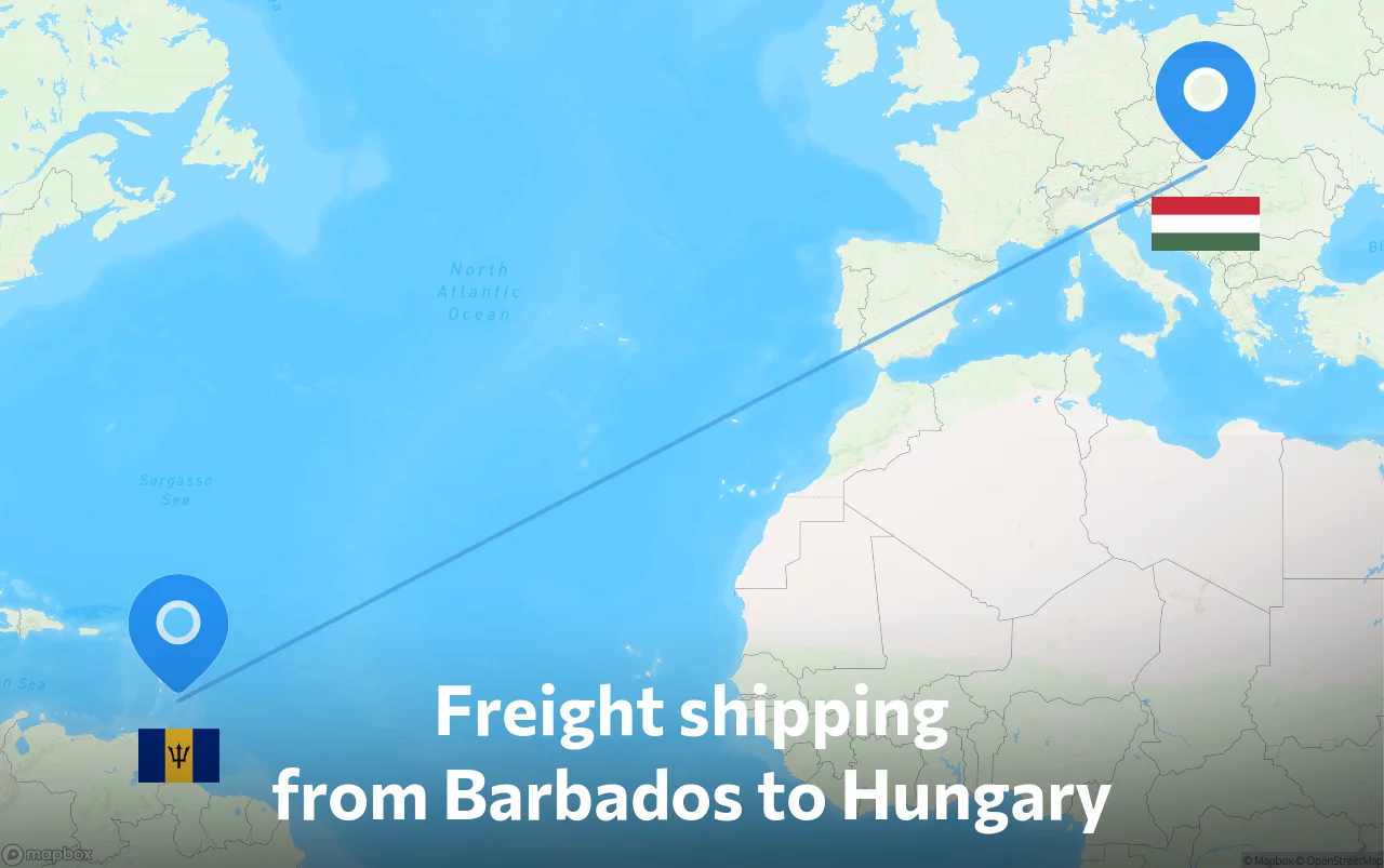 Shipping route from Barbados to Hungary