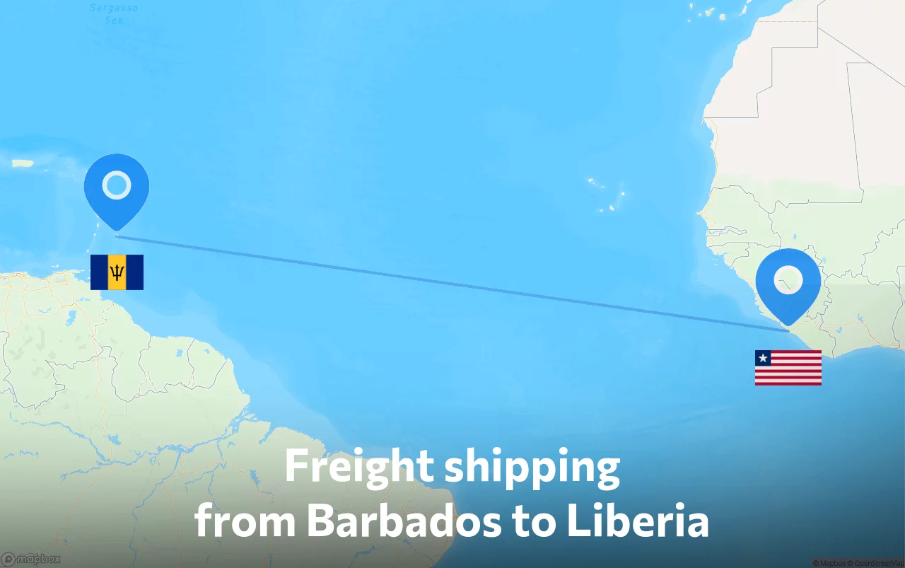Shipping route from Barbados to Liberia