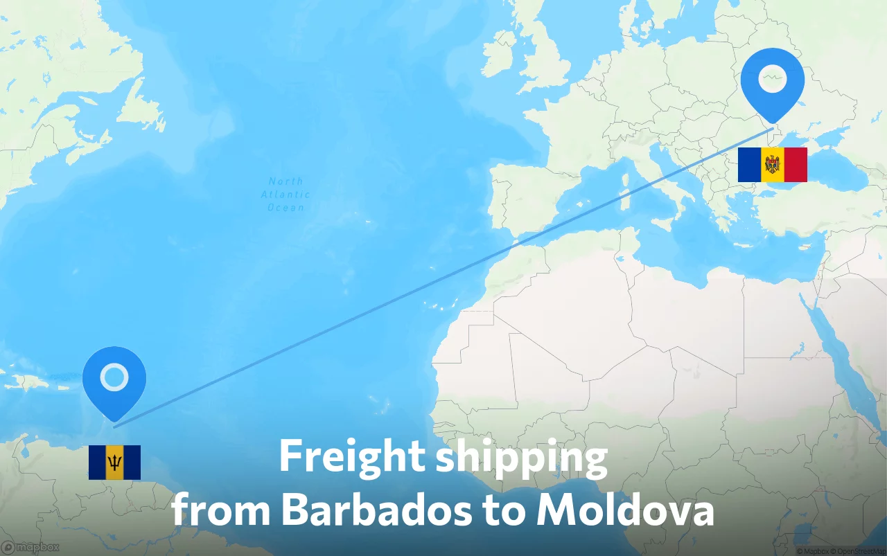 Shipping route from Barbados to Moldova