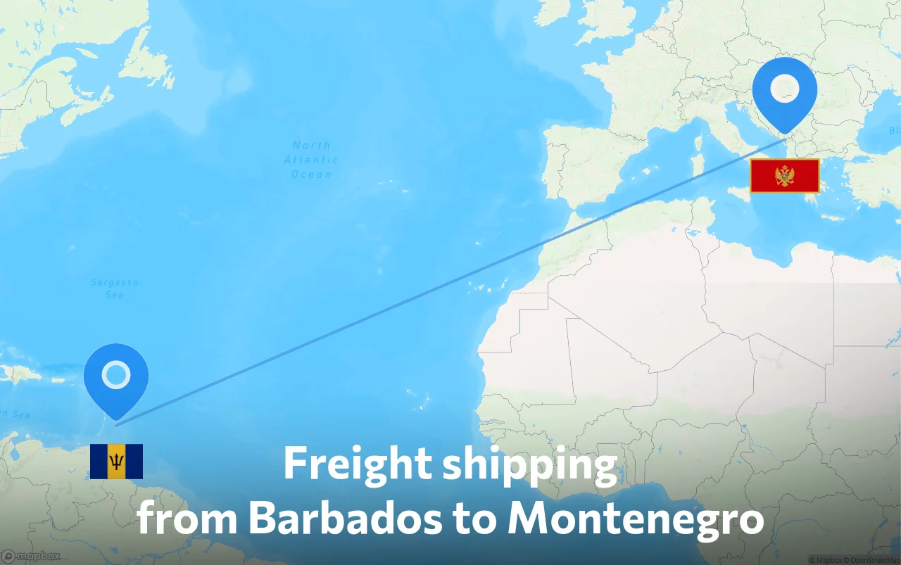 Shipping route from Barbados to Montenegro