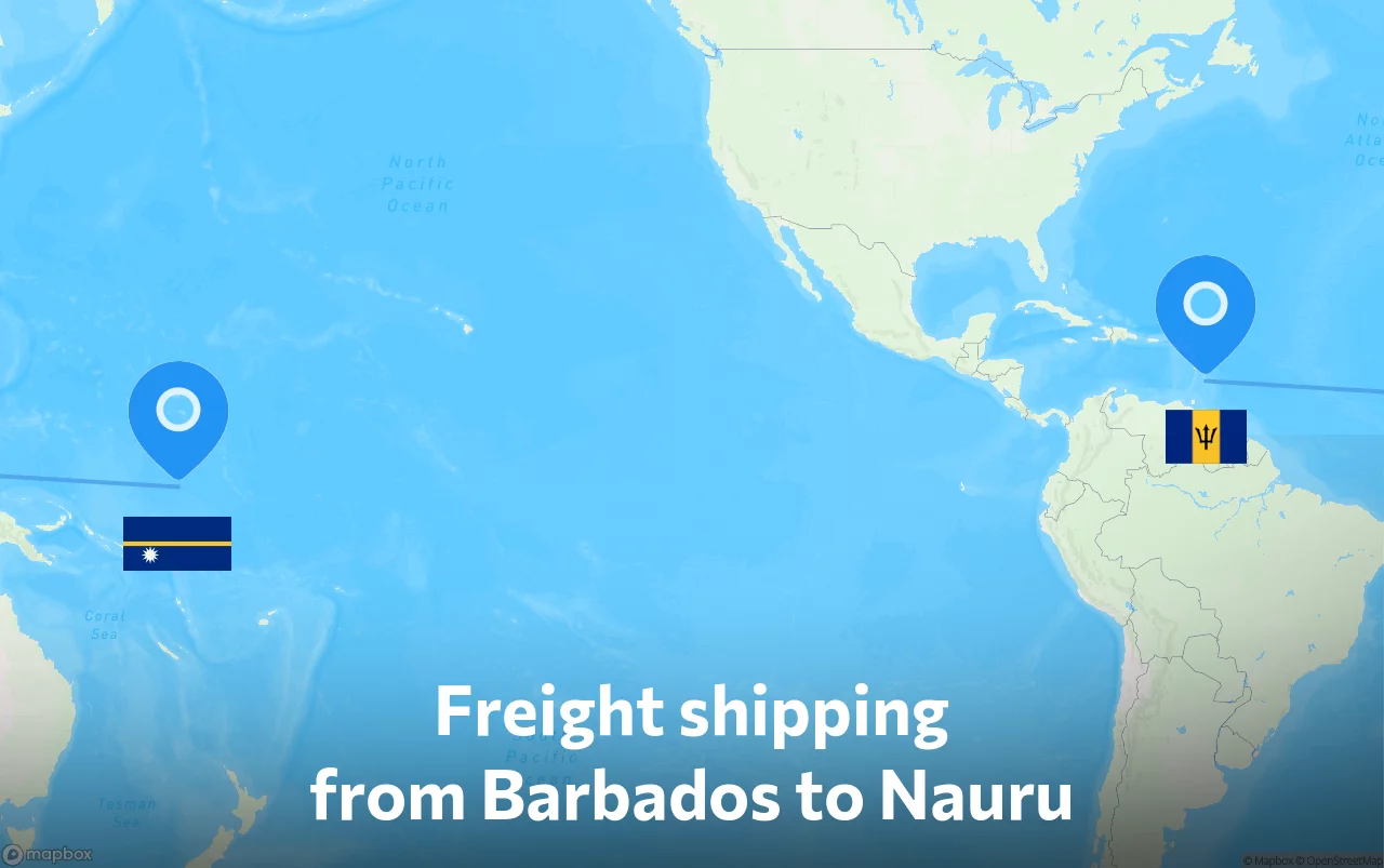 Shipping route from Barbados to Nauru