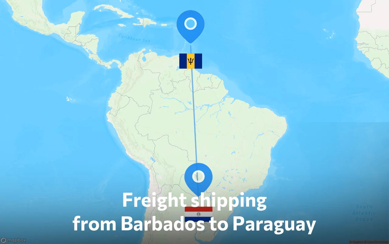 Shipping route from Barbados to Paraguay