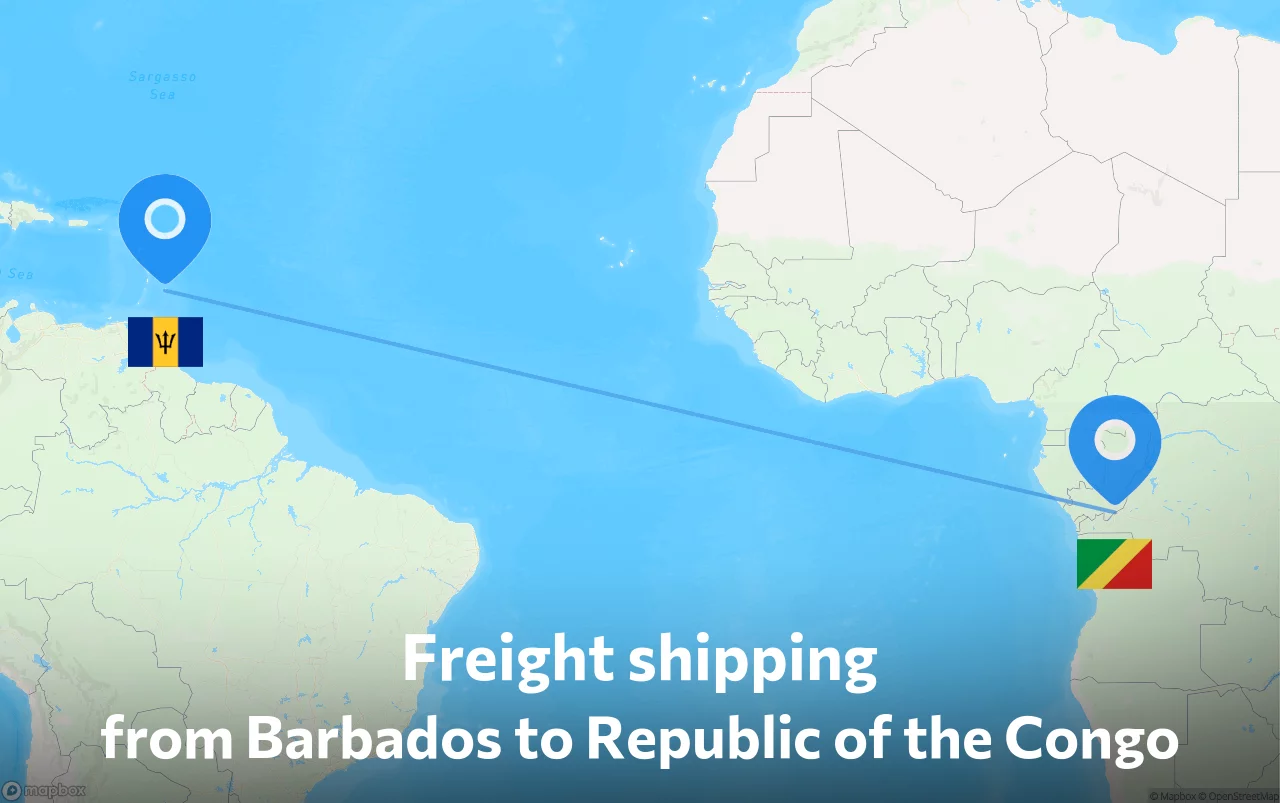 Shipping route from Barbados to Republic of the Congo