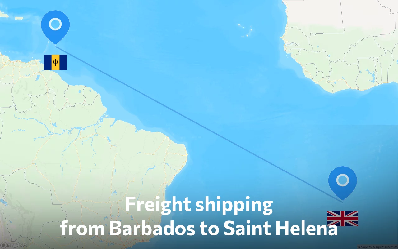 Shipping route from Barbados to Saint Helena